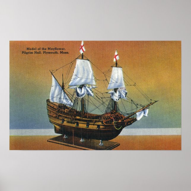 Model of the Mayflower in Pilgrim Hall View Poster (Front)