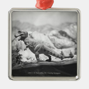 Model of tyrannosaurus rex B&W Metal Tree Decoration