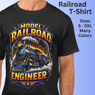 Model Railroad Engineer Steam Train  T-Shirt
