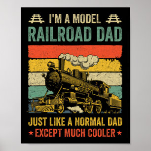 Model Railroad Train Cool Dad Fathers Day Retro Poster