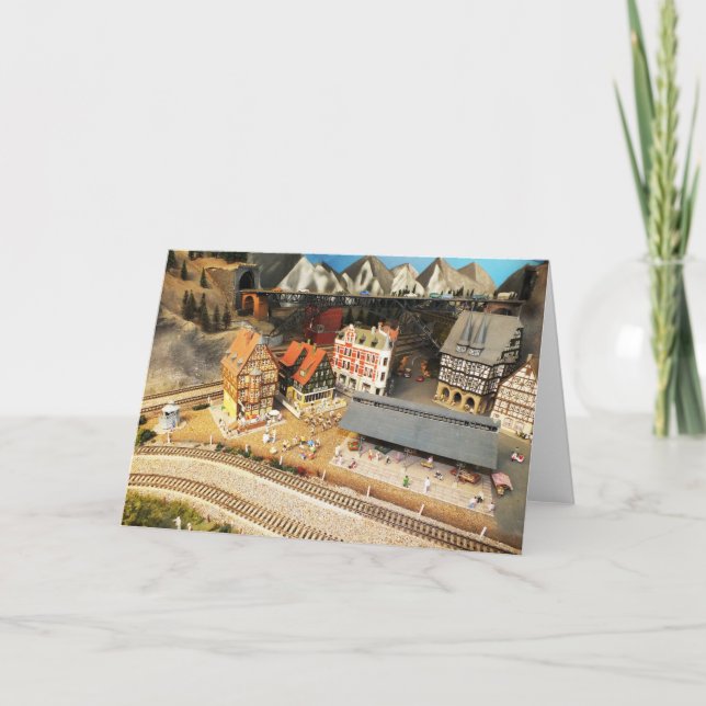 Model railway and bridge holiday card (Front)