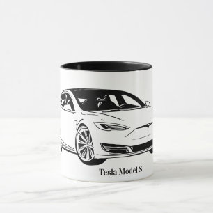 Model S Car Black and White Mug