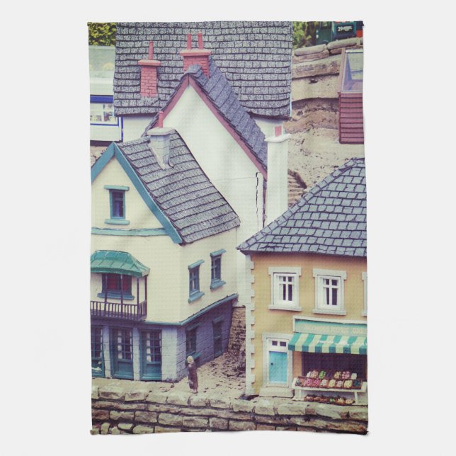 Model Seaside Buildings Tea Towel (Vertical)