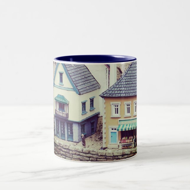 Model Seaside Buildings Two-Tone Coffee Mug (Center)
