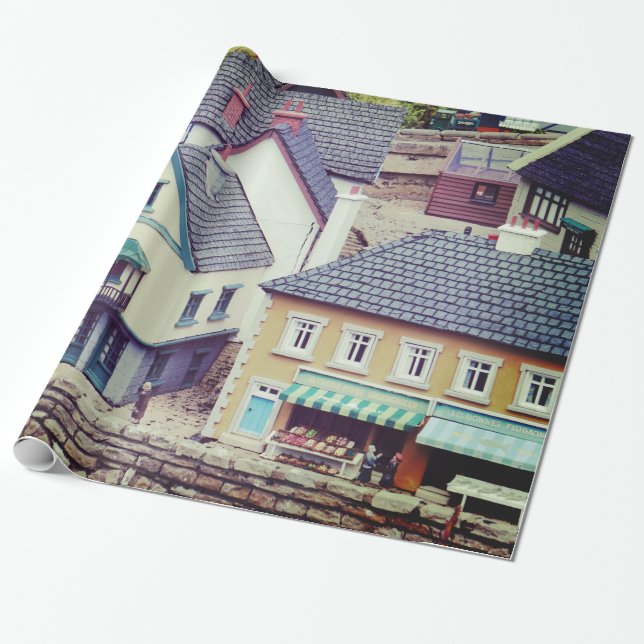 Model Seaside Buildings Wrapping Paper (Unrolled)