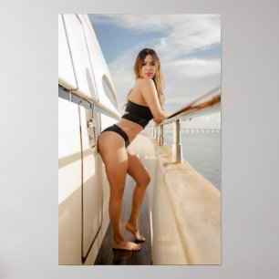 Model Wearing A Black Bikini Poster