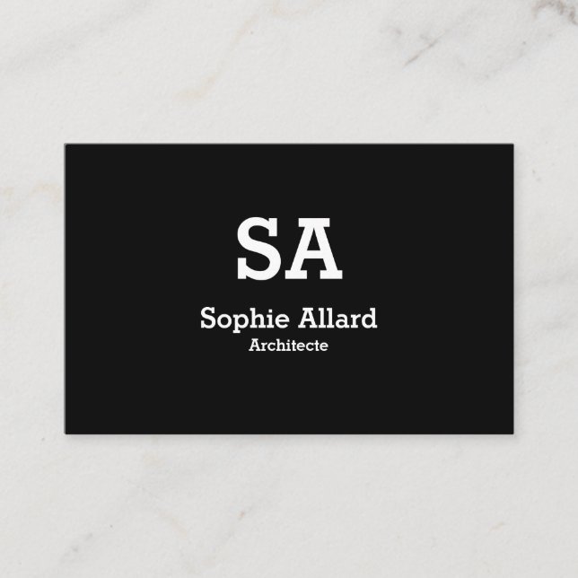 Modèle de carte de visite moderne à initiales noir business card (Front)