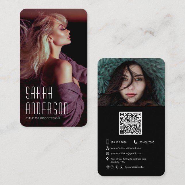 Modelling Actress Dancers Performance QR code phot Business Card (Front/Back)