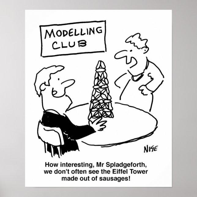 Modelling Club Eiffel Tower Made from Sausages Poster (Front)