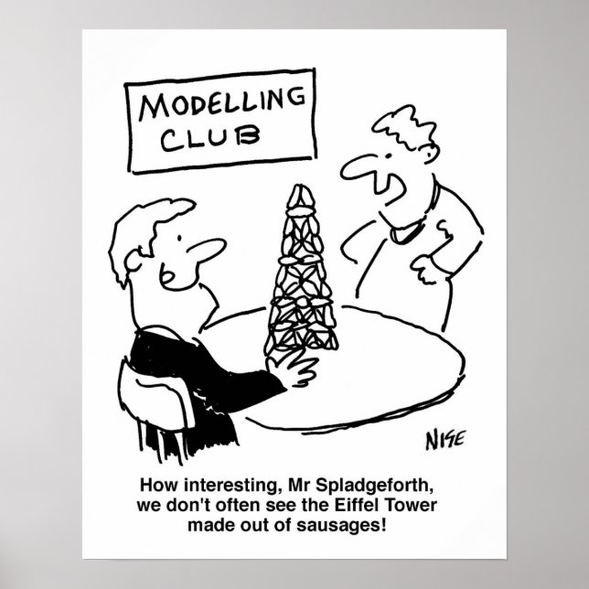 Modelling Club Eiffel Tower Made from Sausages Poster (Front)
