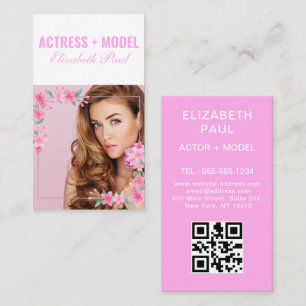 Models and Actors Headshot Photo Faux Pink Frame  Business Card