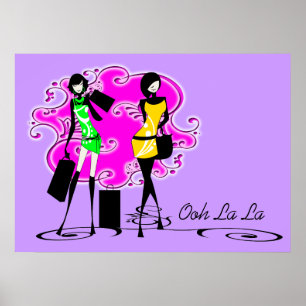 Models shopping purple pink girls poster