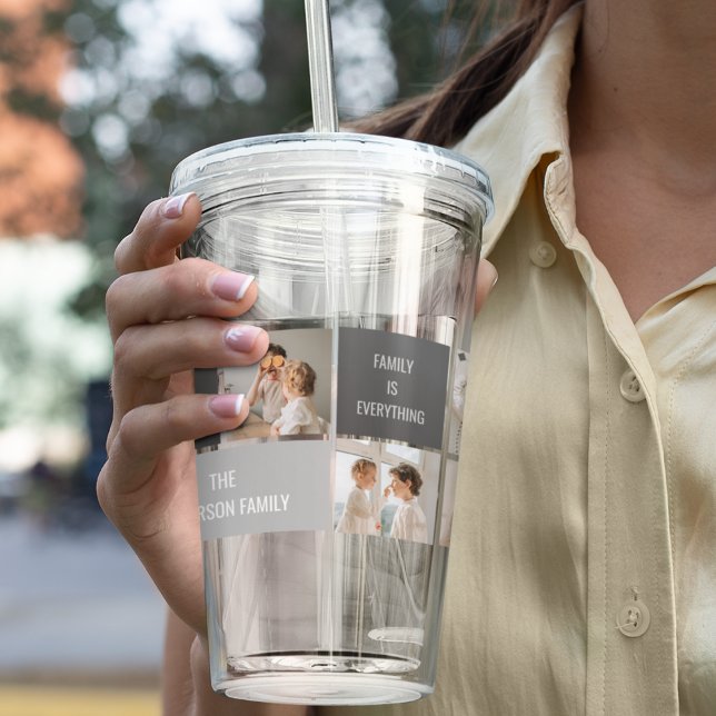 Moden 3Collage Photo & Grey Best Family Gift Acrylic Tumbler (Creator Uploaded)