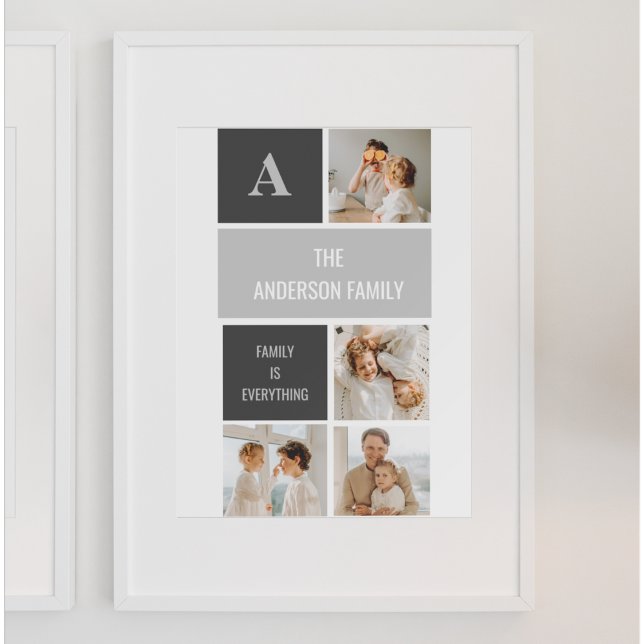 Moden 3Collage Photo & Grey Best Family Gift Poster (Creator Uploaded)
