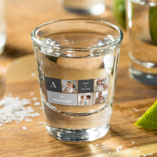 Moden 3Collage Photo & Grey Best Family Gift Shot Glass