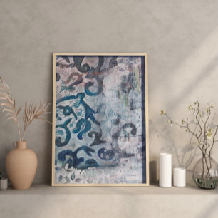 Moden Abstract Painting Print Azure Elegy