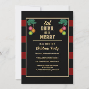 Moden Chic Eat Drink And Be Merry Christmas Party Invitation