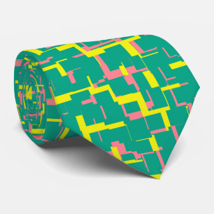 Moden Green Yellow Pink Pattern Tie