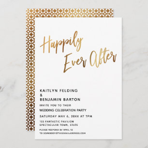 Moden Happily Ever After Gold Reception Invitation