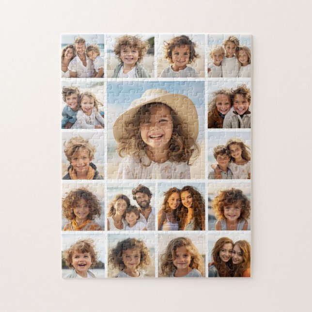 Moden, Minimal Photo Grid with 17 Photos Jigsaw Puzzle (Vertical)