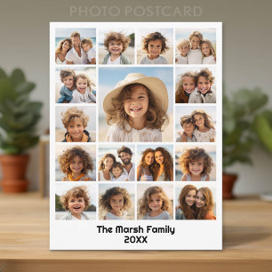 Moden, Minimal Photo Grid with 17 Photos Postcard