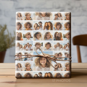 Moden, Minimal Photo Grid with 17 Photos Wrapping Paper