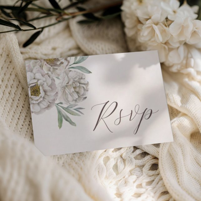 Moden Off White & Ivory  Watercolor Floral RSVP (Creator Uploaded)