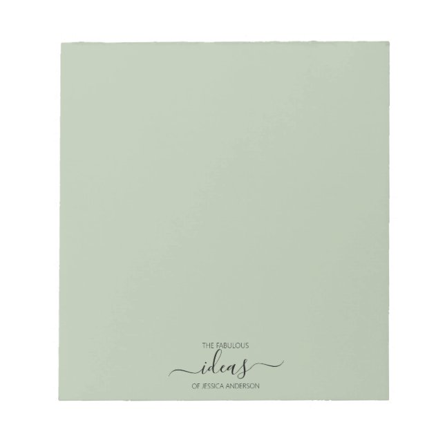 Moden sage green ideas paper pad (Front)