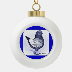 Modena Argent Pigeon Ceramic Ball Christmas Ornament
