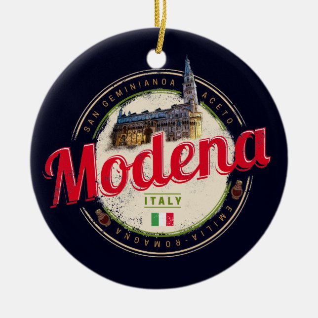 Modena Emilia-Romagna Balsamic Italy Souvenir Ceramic Tree Decoration (Front)