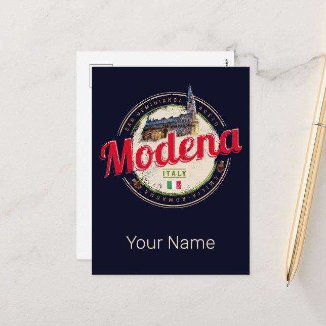 Modena Emilia-Romagna Balsamic Italy Souvenir Holiday Postcard (Front/Back In Situ)