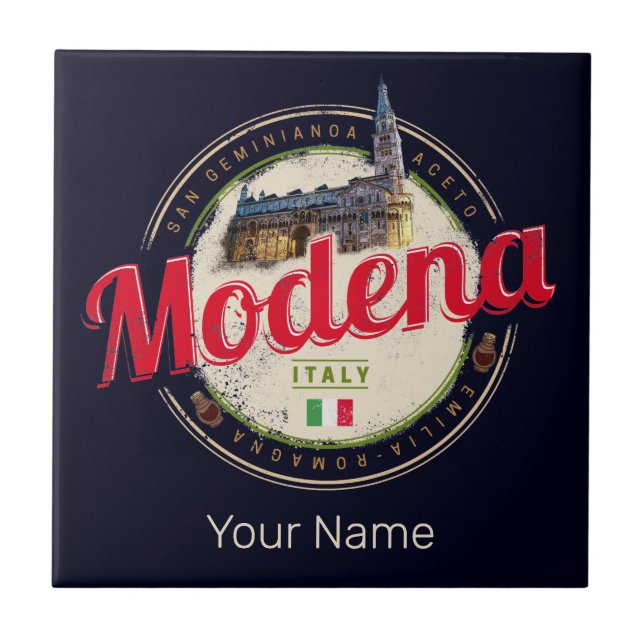 Modena Emilia-Romagna Balsamic Italy Souvenir Tile (Front)
