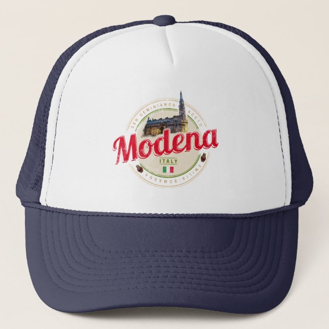 Modena Emilia-Romagna Balsamic Italy Souvenir Trucker Hat (Front)