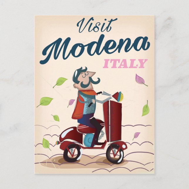 Modena Italy Scooter travel poster Postcard (Front)