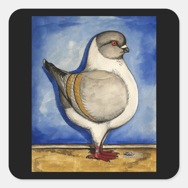 Modena Silver Gazzi Pigeon Square Sticker (Front)