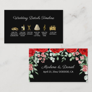 Modene Elegant Black And Red FLoral Wedding Enclosure Card