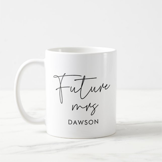 Modenr minimalist Future Mrs personalised Coffee Mug (Left)
