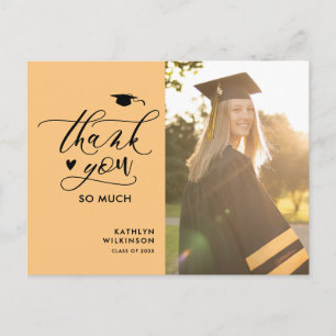 Moder Black Script Minimalist Graduation Thank You Postcard