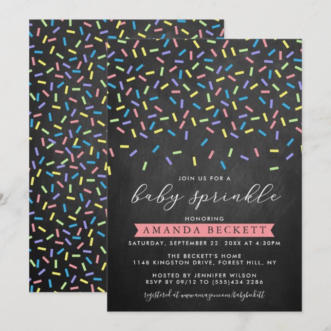 Moder Chalkboard Sprinkle Baby Shower Invitation (Front/Back)