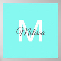 moder chic minimalist monogram turquoise aqua blue