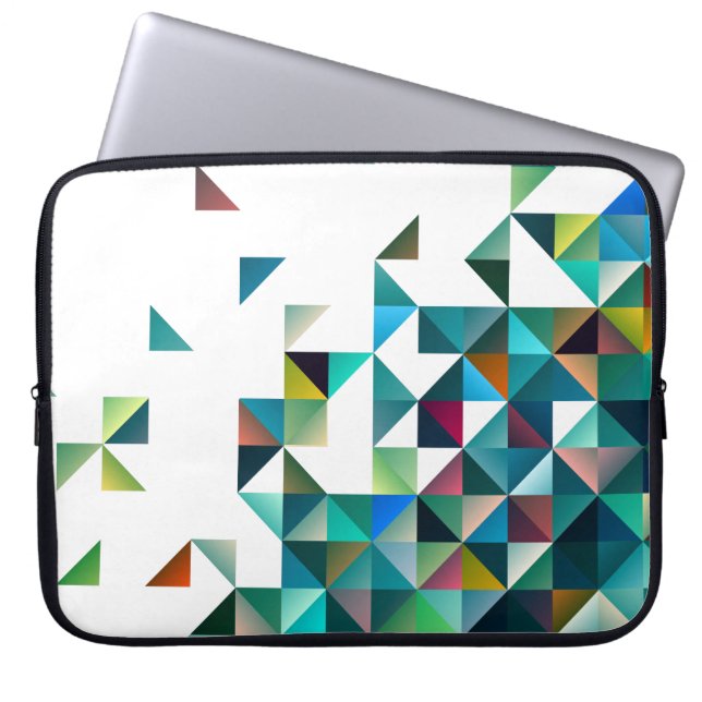 Moder Colourful Geometric Shapes Triangles Pattern Laptop Sleeve (Front)