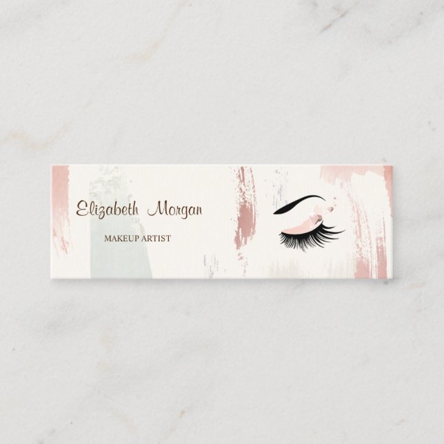 Moder Elegant,Watercor Brush Stroke, Lashes Mini Business Card (Front)
