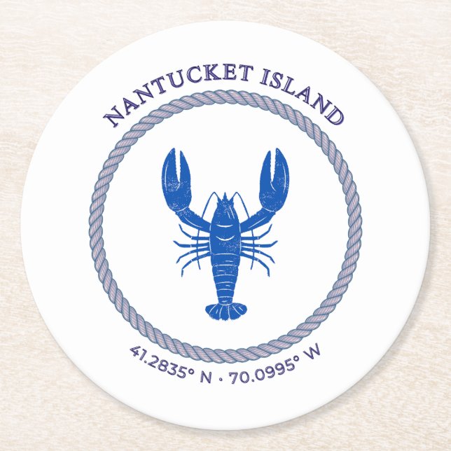 Moder Navy Blue Border Wedding Save the Date Round Paper Coaster (Front)