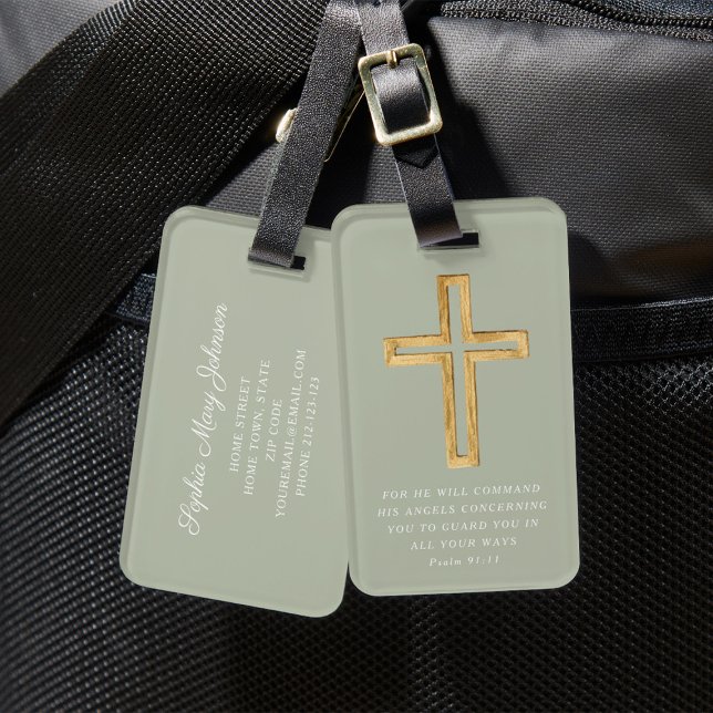 Moder Sage Green Cross Luggage Tag (Moder Sage Green Cross Luggage Tag)