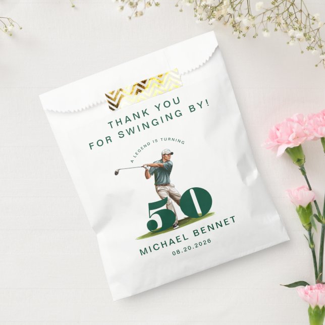 Moder Sport Golfer 50th Birthday Thank You Favour Bags (Sealed)
