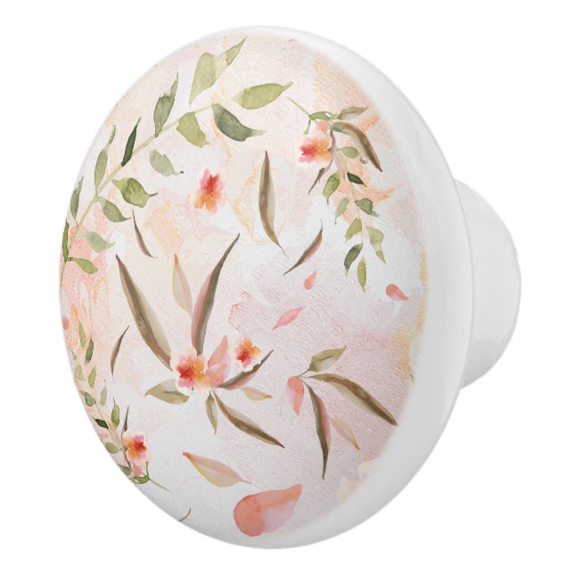 Moder Watercolor Wash Gentle Falling Flower Petals Ceramic Knob (Right)