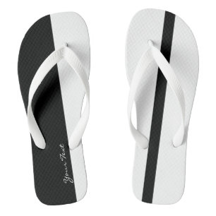 Moderate Black and White Stylised Vertical Bands Flip Flops