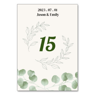 Moderate Green Table Card Number For Wedding