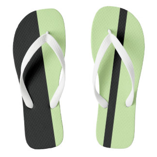 Moderate Light Green Stylised Vertical Bands Flip Flops