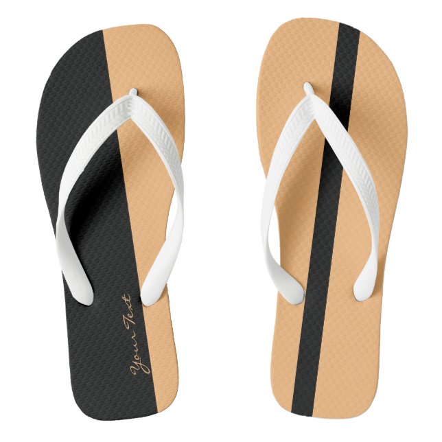 Moderate Light Orange Stylised Vertical Bands Flip Flops (Footbed)